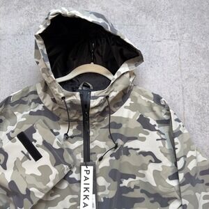 Paikka Camo Raincoat Womens XS Reflective Hooded Waterproof Jacket